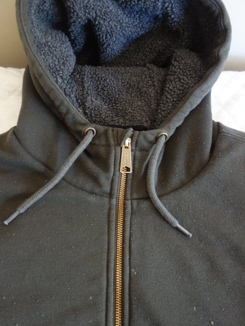 CARHARTT Heavy Sherpa Lined Dark Olive Rain Defender Zip Hoodie – 2XL
